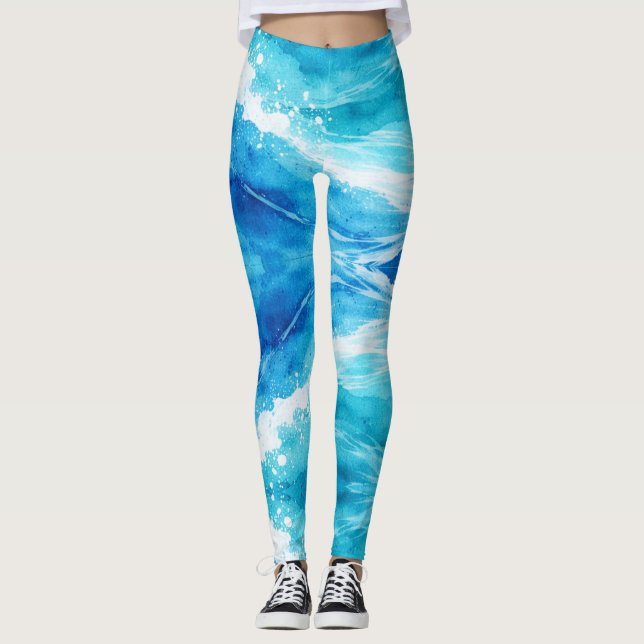 Legging Oceano Azul Abstrato (Frente)