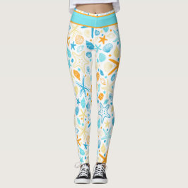 Legging Oceano Starfish e conchas em branco