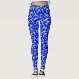 Legging Oceanos Azuis Marinhos Golfinhos Marlins