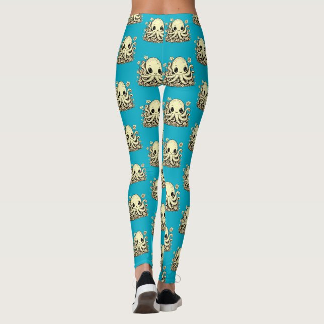 Legging Octopus na Flores, design de Animais Cutes (Verso)