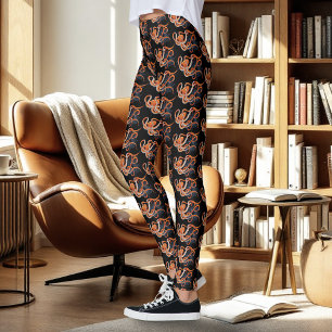 Legging Octopus Orange Mandala Blue