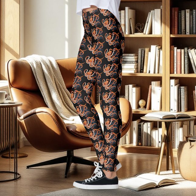 Legging Octopus Orange Mandala Blue (Criador carregado)
