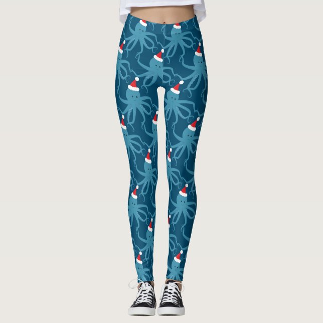 Legging Octopus Santa Hat Natal (Frente)