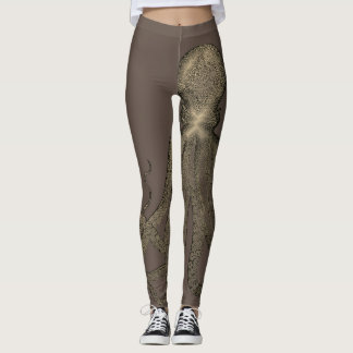 Legging Octopus Sepia Brown Vintage