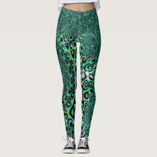 Legging Octopus Teal Tentáculos Estilo Steampunk Arte Frac