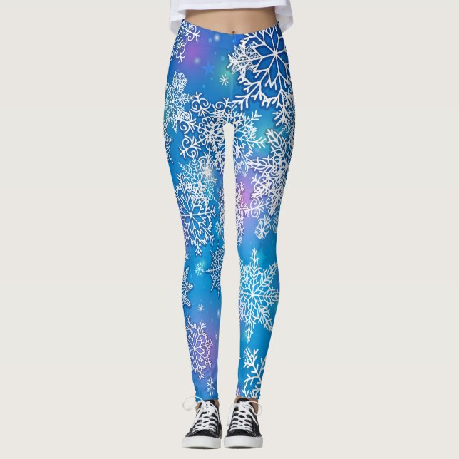 Legging Óculos de flocos de neve em fundo divertido (Frente)