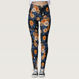 Legging Oculto nas rosas, laranja e azul
