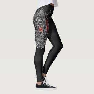 Legging Odin ravens espadas Viking Mythology Bandeira Fran