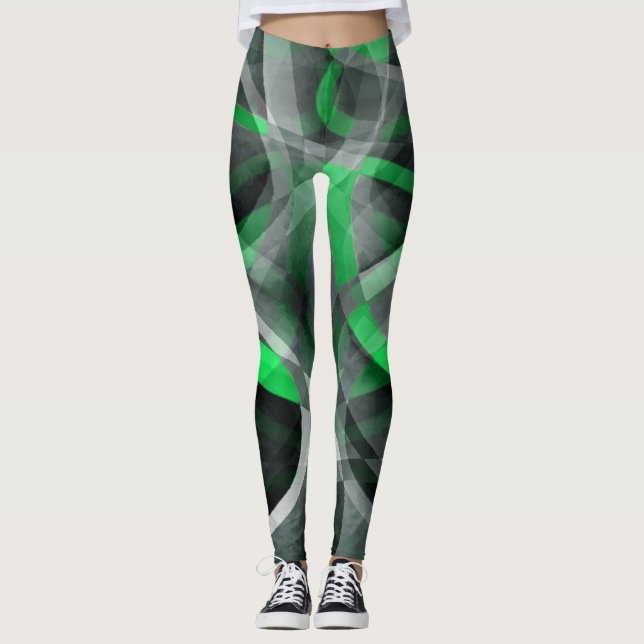 Legging Oito Chic Suculento Verde e Cinza Abstrato Pa (Frente)