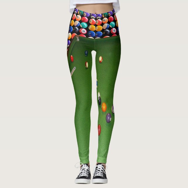 Legging Oito Pintura De Mesa Com Bolas E Cues, (Frente)