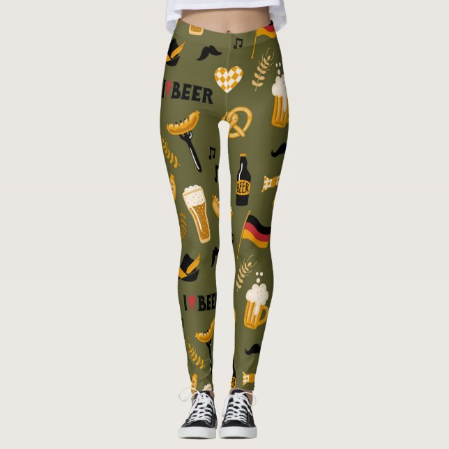 Legging Oktoberfest I Love Beer Pattern (Frente)