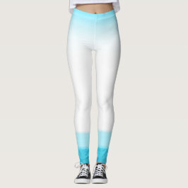 Legging Olhar de Aquarela Azul e Branco Chic Lounge Ginási