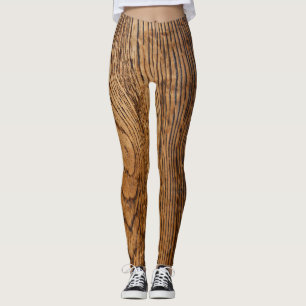 Legging Olhar de madeira velho da grão