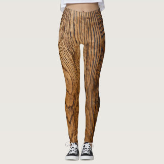 Legging Olhar de madeira velho da grão