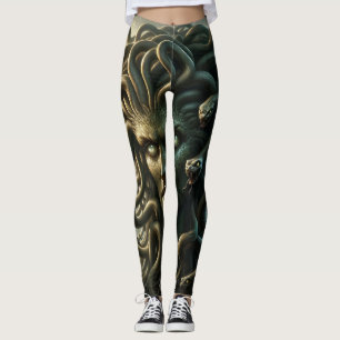 Legging Olhar de Medusa Cabeça da Morte de Cobras