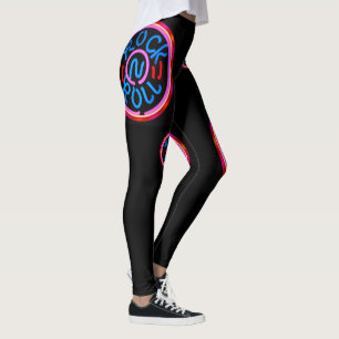 Legging Olhar do sinal de néon da música do rolo da roch