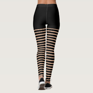Legging Olhar Padrão de Stripes Negras Cortadas