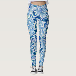 Legging Olho Asiático Floral Branco e Azul impressionante