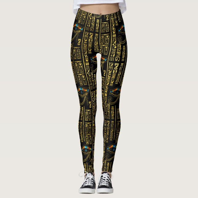 Legging Olho de Horus e do teste padrão egípcio dos (Frente)