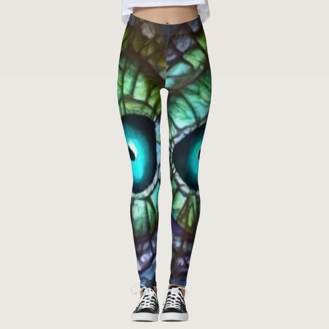 Legging Olho Verde Azul abstrato (Frente)