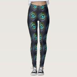 Legging Olho Verde Azul abstrato
