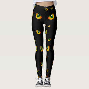 Legging Olhos de Gato Pretos de Halloween, Bonitos e Louco
