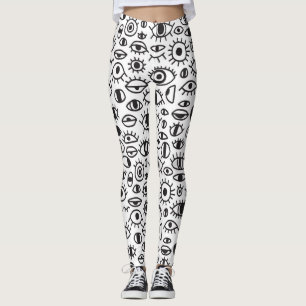Legging Olhos Desenhados À Mão: Fundo Sem Vista De Um Dodl
