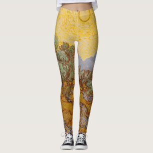 Legging Oliveiras de Van Gogh Sol Amarelo Céu