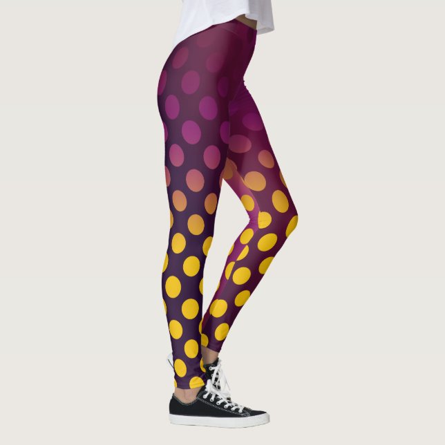 Legging Ombre Fruta de paixão Bolinhas Douradas framboesa (Direita)