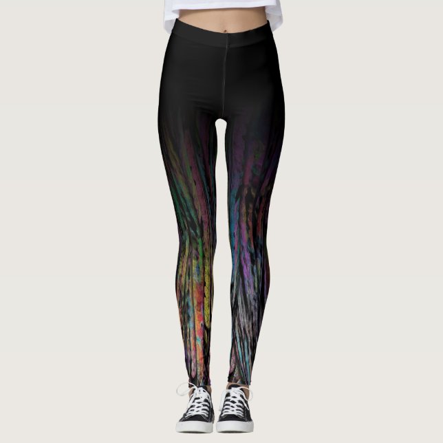 Legging Ombre preto com o artística abstrato Funky (Frente)