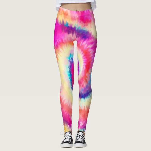Legging Ombre Tie Dye Arco-Íris Amarelo-Rosa (Frente)