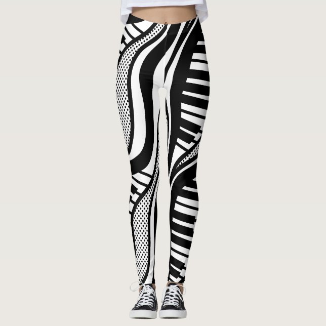 Legging Onda Branca Branca Moderna (Frente)
