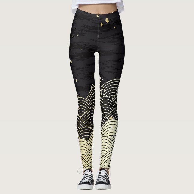 Legging onda de ouro, textura em papel. (Frente)