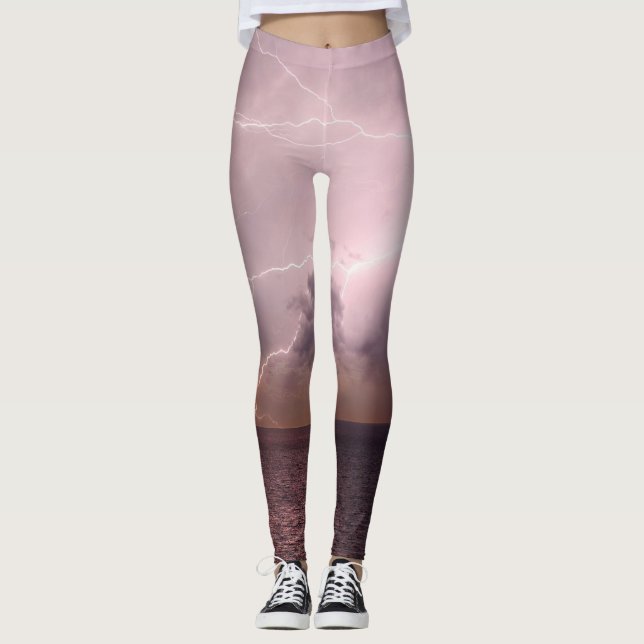 Legging Onda de Relâmpago de Tempestade Marítima (Frente)
