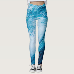 Legging Onda Rolante Do Oceano Em Toneladas De Azul