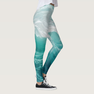Legging Ondas Abstratas do Oceano Turquesa Sonho