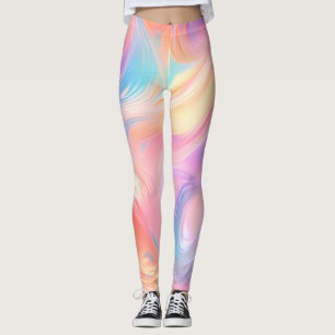 Legging Ondas abstratas rosa azul amarelo neon na moda