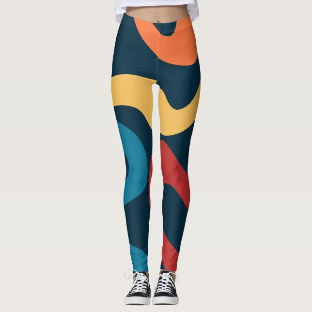 Legging Ondas abstrato coloridas (Frente)