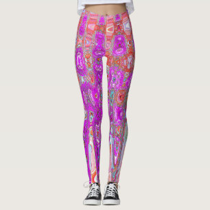 Legging Ondas Atômicas Abstratas Rojxas e Laranjas no Esti