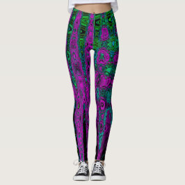 Legging Ondas Atômicas Magenta Abstrato Groovy Negrito