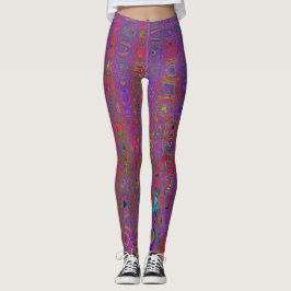 Legging Ondas Atômicas Retro Magenta Groovy Psicodélicas