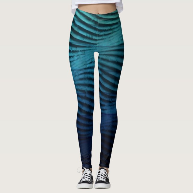 Legging Ondas Azuis Clássicas Elegantes em Aquarela (Frente)