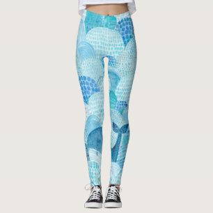 Legging Ondas, baleia, textura azul infantil