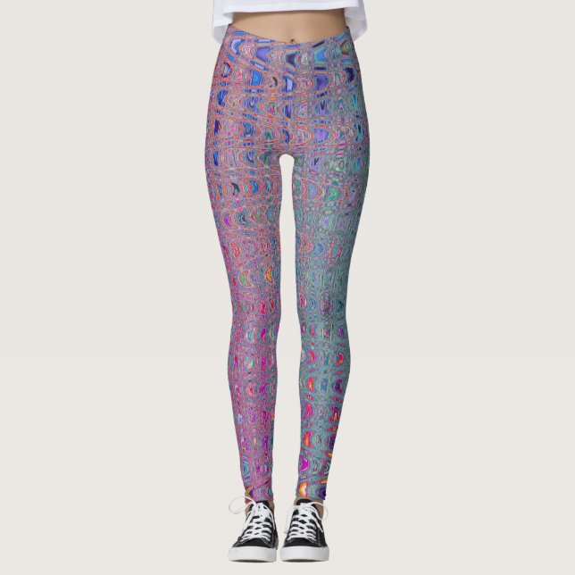 Legging Ondas Boomerang Retro Kaleidoscópicas Abstratas (Frente)