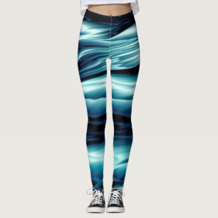 Legging Ondas de água azul abstratas