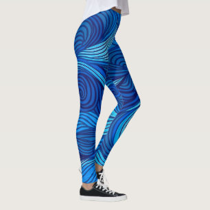 Legging Ondas de Água do Oceano Azul Turquesa Abstrato  