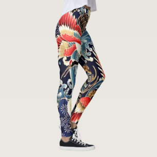Legging ONDAS DE ARANHA, FLORES DE PRIMAVERA Japonês