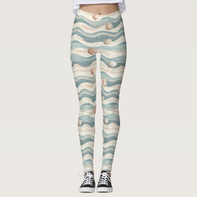 Legging Ondas de Conchas da Praia Boho (Frente)