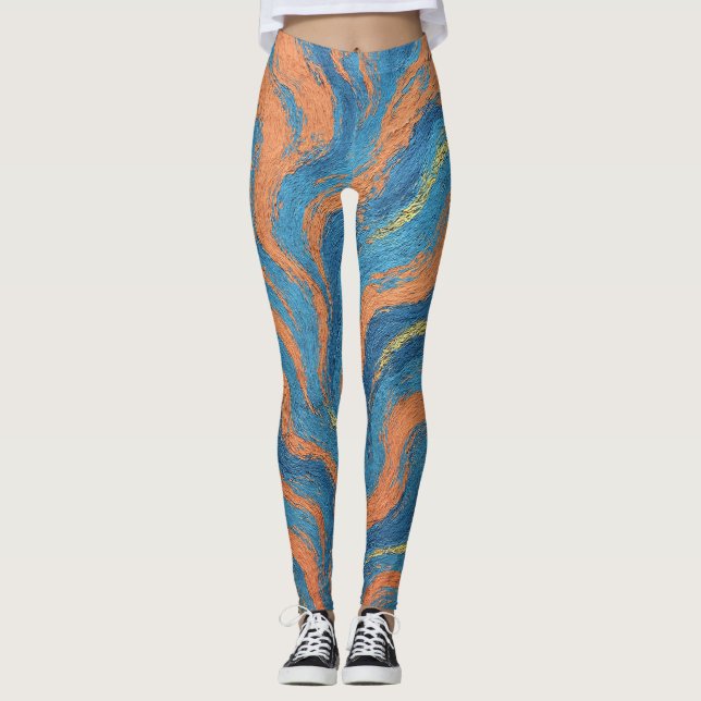 Legging ondas de coral e índigo (Frente)