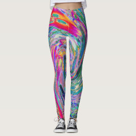 Legging Ondas de Cores Psicodélicas Florais Abstratas em A